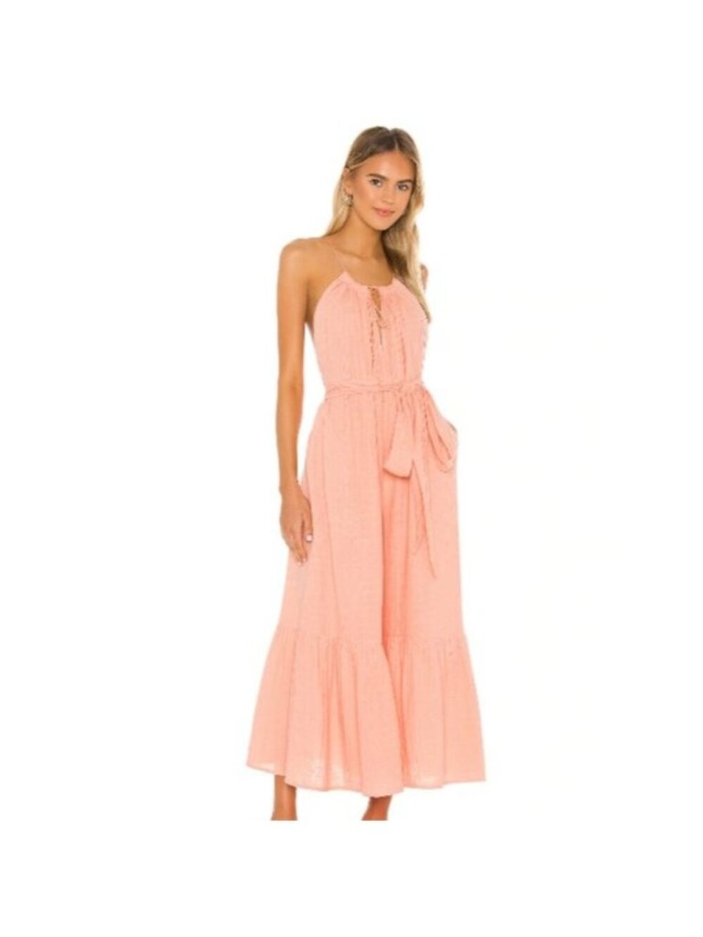 Anaak Banyan Coral Tiered Jumpsuit With Detachable Waist Tie